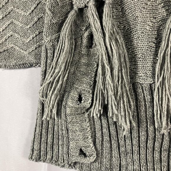 Peppe Peluso Sweater Womens Medium Knit Fringe Cardigan Chunky Boho Wool Blend - Picture 7 of 16
